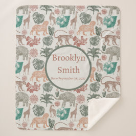 Gepersonaliseerde Boho Oerwoud Safari Sherpa Deken