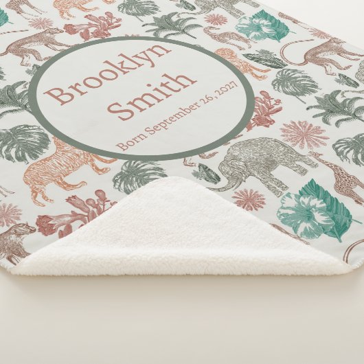 Gepersonaliseerde Boho Oerwoud Safari Sherpa Deken (3/4)