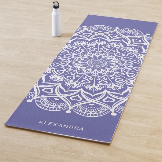 Gepersonaliseerde Boho Paars White Mandala Elegant Yogamat (In situ)