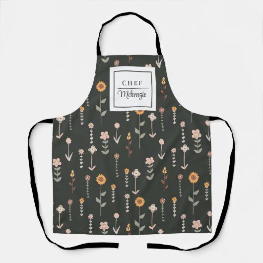 Gepersonaliseerde Boho Pattern Chef-kok Vrouwen Schort (Voorkant)
