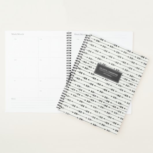 Gepersonaliseerde Boho pijlen zwarte inkt tekening Planner (Display)