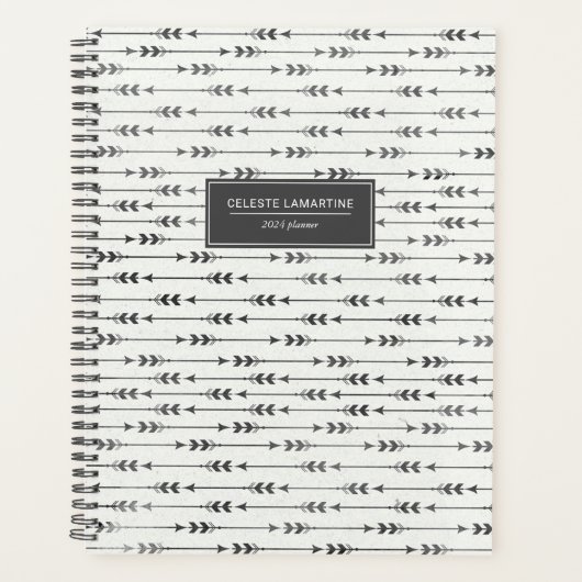 Gepersonaliseerde Boho pijlen zwarte inkt tekening Planner (Voorkant)