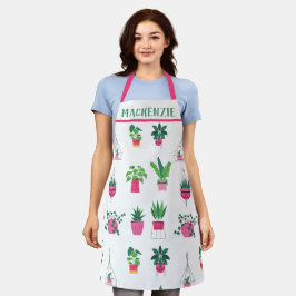 Gepersonaliseerde Boho Planten Pattern Vrouwen Schort