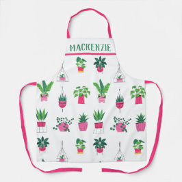 Gepersonaliseerde Boho Planten Pattern Vrouwen Schort