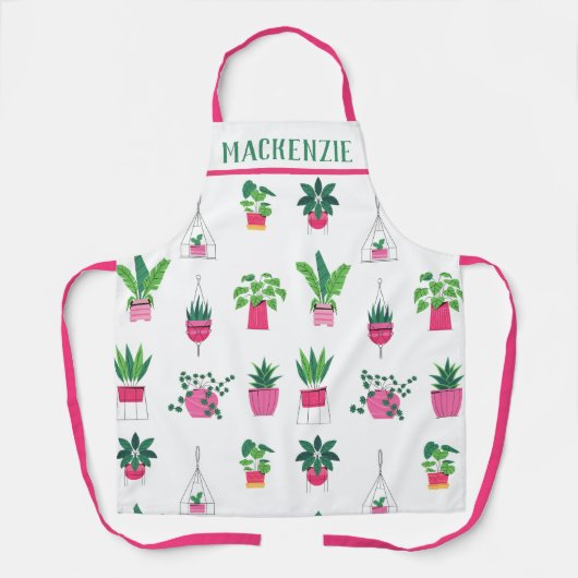 Gepersonaliseerde Boho Planten Pattern Vrouwen Schort (Voorkant)