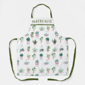 Gepersonaliseerde Boho Planten Roze Dame Schort (Voorkant)