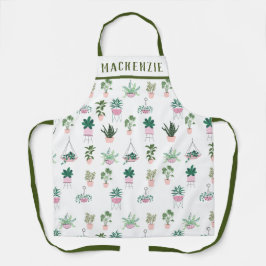 Gepersonaliseerde Boho Planten Roze Dame Schort