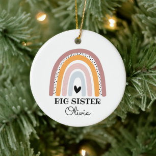 Gepersonaliseerde Boho Rainbow Big Sister Keramisch Ornament