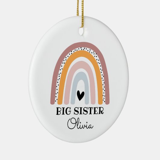 Gepersonaliseerde Boho Rainbow Big Sister Keramisch Ornament (Rechts)