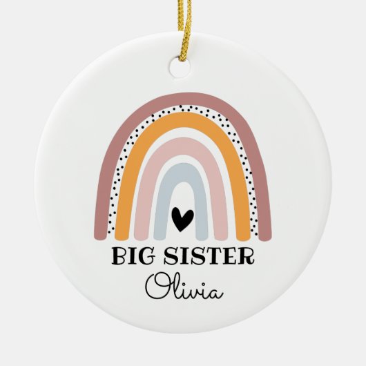 Gepersonaliseerde Boho Rainbow Big Sister Keramisch Ornament (Voorkant)
