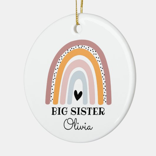 Gepersonaliseerde Boho Rainbow Big Sister Keramisch Ornament (Links)