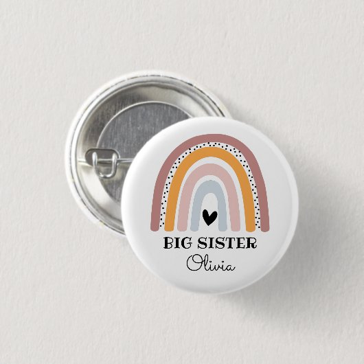 Gepersonaliseerde Boho Rainbow Big Sister Ronde Button 3,2 Cm (Voorkant /achterkant)