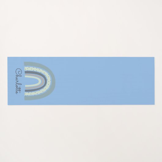Gepersonaliseerde Boho Rainbow Blue Yoga Mat (Achterkant (horizontaal))