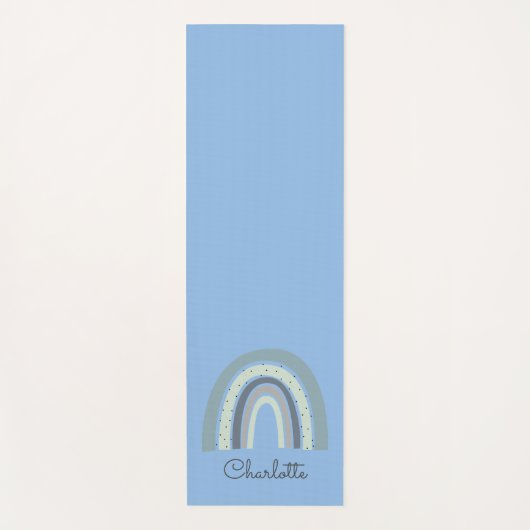 Gepersonaliseerde Boho Rainbow Blue Yoga Mat (Voorkant)