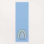 Gepersonaliseerde Boho Rainbow Blue Yoga Mat (Achterkant)