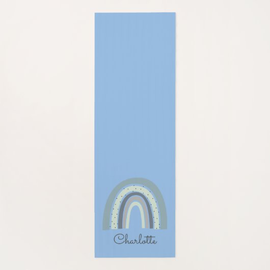 Gepersonaliseerde Boho Rainbow Blue Yoga Mat (Achterkant)