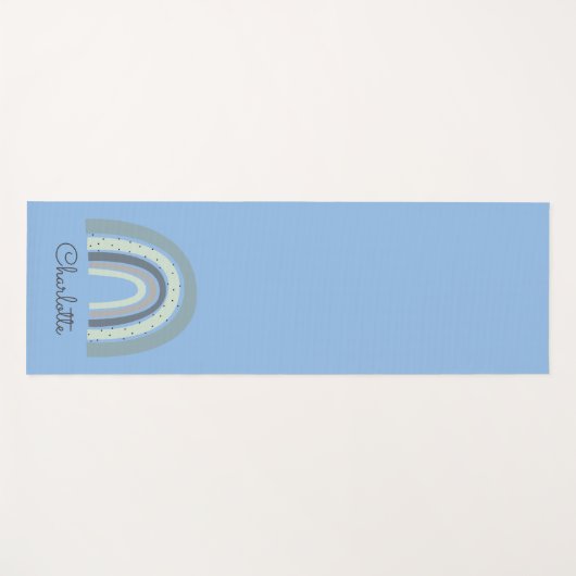 Gepersonaliseerde Boho Rainbow Blue Yoga Mat (Voorkant (horizontaal))