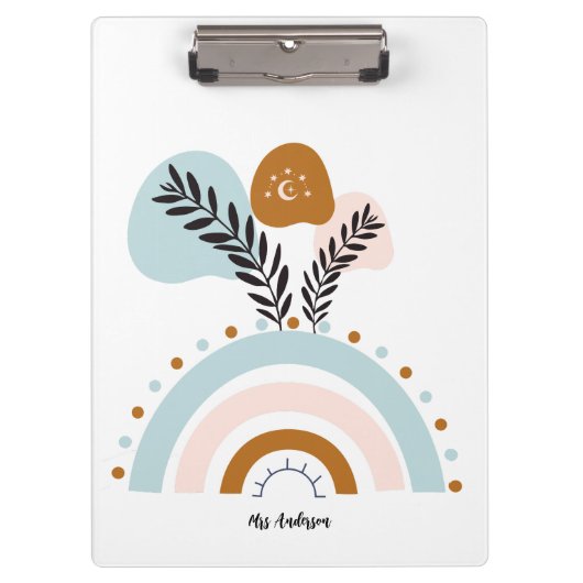 Gepersonaliseerde Boho Rainbow Custom Klembord (Voorkant)