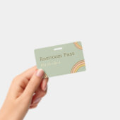 Gepersonaliseerde Boho Rainbow Hall Pass Green Badge (Handheld)