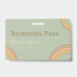 Gepersonaliseerde Boho Rainbow Hall Pass Green Badge