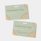 Gepersonaliseerde Boho Rainbow Hall Pass Green Badge (Voor- en achterkant)