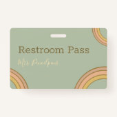 Gepersonaliseerde Boho Rainbow Hall Pass Green Badge (Voorkant)
