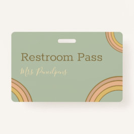 Gepersonaliseerde Boho Rainbow Hall Pass Green Badge