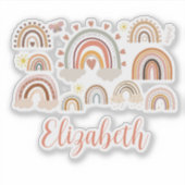 Gepersonaliseerde Boho Rainbow-Kinderen Sticker (Voorkant)