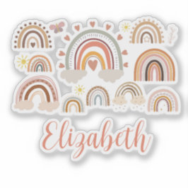Gepersonaliseerde Boho Rainbow-Kinderen Sticker