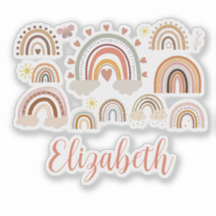 Gepersonaliseerde Boho Rainbow-Kinderen Sticker