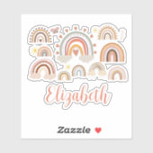 Gepersonaliseerde Boho Rainbow-Kinderen Sticker (Vel)