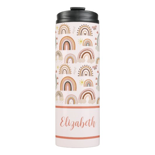 Gepersonaliseerde Boho Rainbow-Kinderen Thermosbeker (Voorkant)