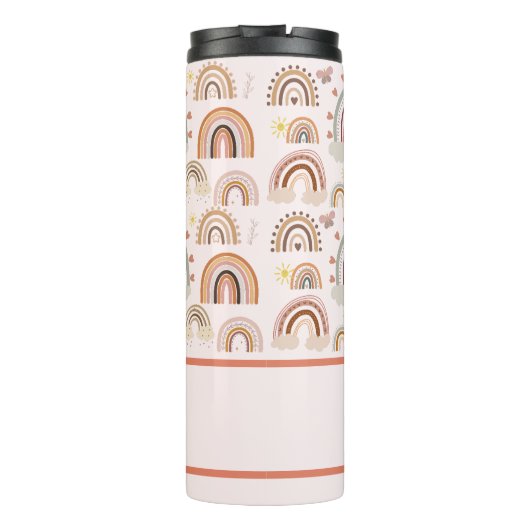 Gepersonaliseerde Boho Rainbow-Kinderen Thermosbeker (Achterkant)