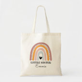 Gepersonaliseerde Boho Rainbow Little Sister Canva Tote Bag (Voorkant)