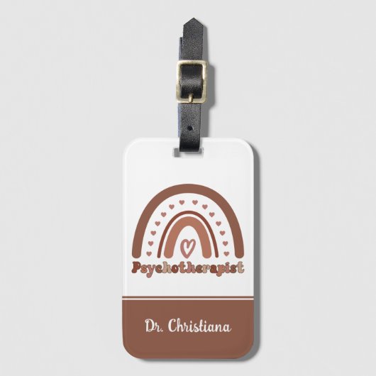 Gepersonaliseerde Boho Rainbow Psychotherapeut Bagagelabel (Voorkant (verticaal))