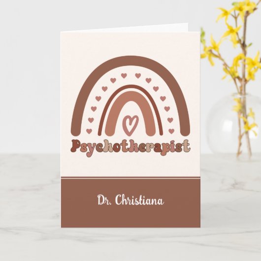 Gepersonaliseerde Boho Rainbow Psychotherapeut Kaart (Gele Bloem)