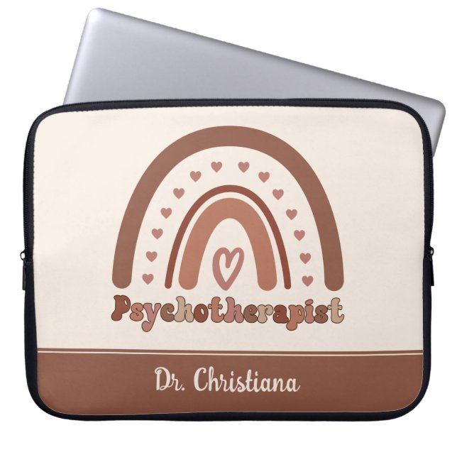 Gepersonaliseerde Boho Rainbow Psychotherapeut Laptop Sleeve (Voorkant)