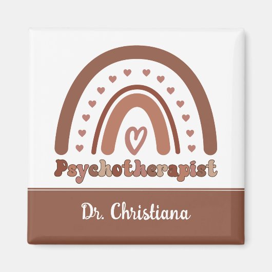 Gepersonaliseerde Boho Rainbow Psychotherapeut Magneet (Voorkant)