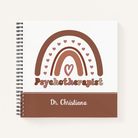 Gepersonaliseerde Boho Rainbow Psychotherapeut Notitieboek (Voorkant)