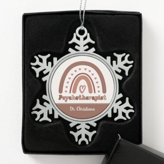 Gepersonaliseerde Boho Rainbow Psychotherapeut Tin Sneeuwvlok Ornament (Kistje)