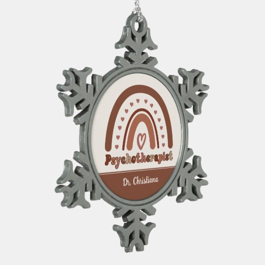 Gepersonaliseerde Boho Rainbow Psychotherapeut Tin Sneeuwvlok Ornament (Links)