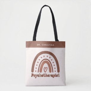 Gepersonaliseerde Boho Rainbow Psychotherapeut Tote Bag