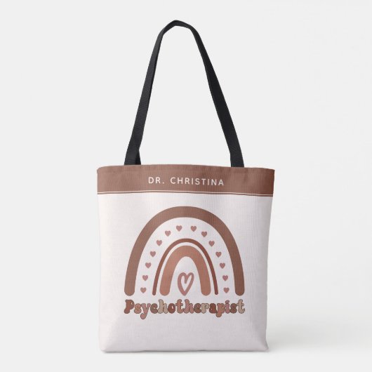 Gepersonaliseerde Boho Rainbow Psychotherapeut Tote Bag (Achterkant)