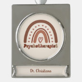 Gepersonaliseerde Boho Rainbow Psychotherapeut Verzilverd Banner Ornament (Voorkant)
