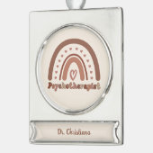 Gepersonaliseerde Boho Rainbow Psychotherapeut Verzilverd Banner Ornament (Links)