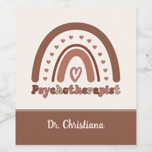 Gepersonaliseerde Boho Rainbow Psychotherapeut Wijn Etiket (Enkel label)