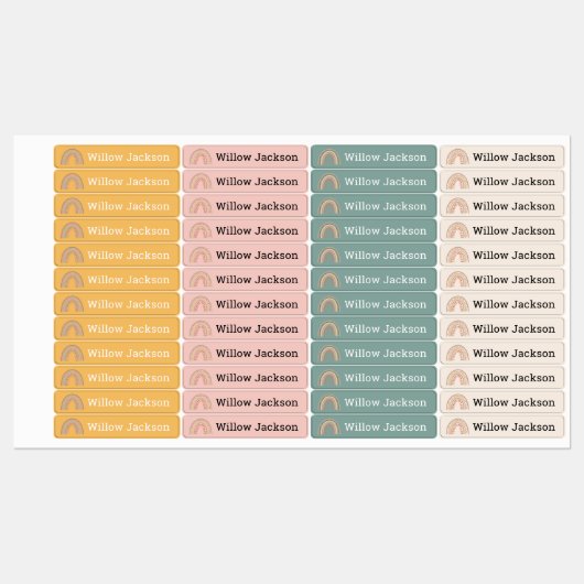Gepersonaliseerde Boho Rainbow School naamlabels Labels (Vel)