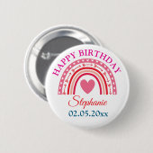 Gepersonaliseerde Boho Rainbow Verjaardag Ronde Button 5,7 Cm (Voorkant /achterkant)