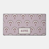 Gepersonaliseerde Boho Rainbow Zilver Roze Bureaumat (Voorkant)