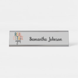 Gepersonaliseerde Boho Real Estate Agent Gift Bureau Naambordje